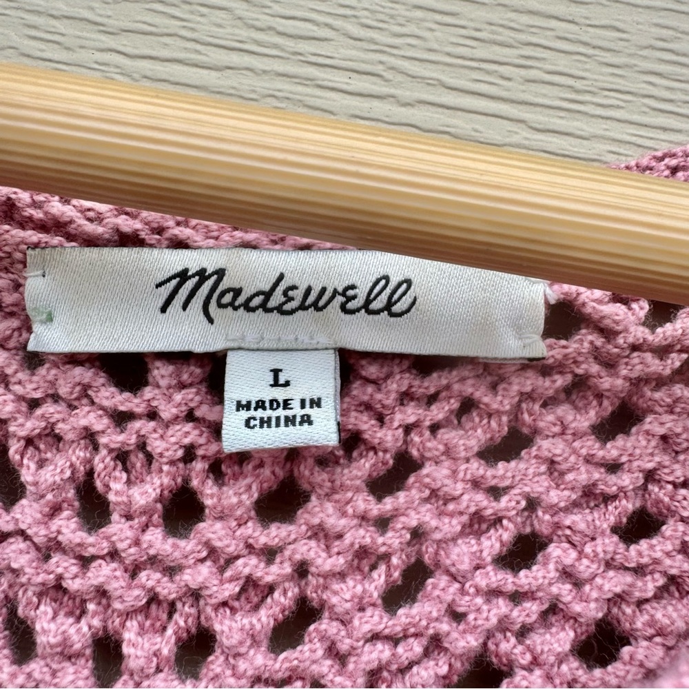 Madewell Cropped Open-Knit Sweater in Dusty Rose - Picture 6 of 9